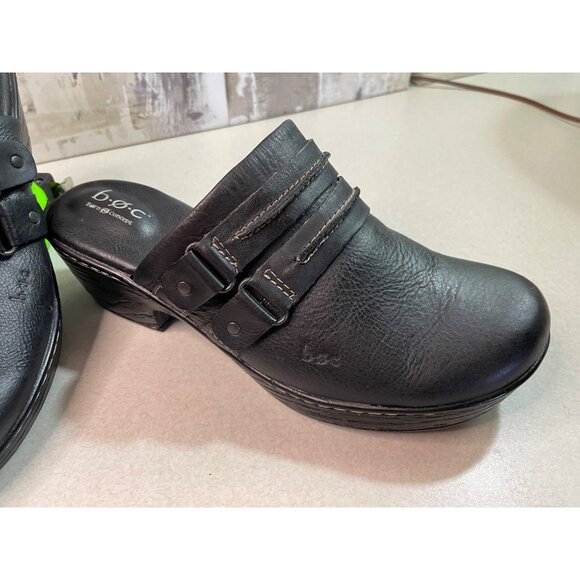 Born Concept b.o.c. Women's Black Leather Open Back Clogs 10M - Picture 1 of 11